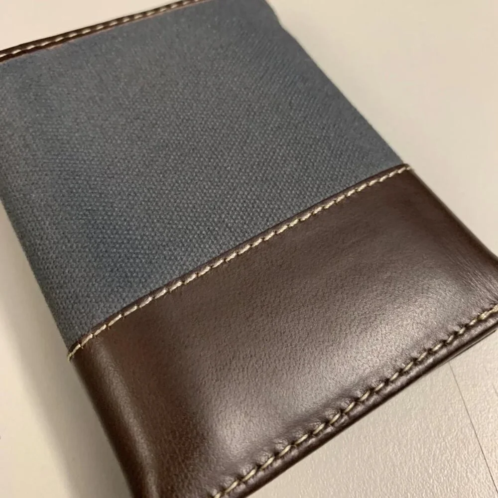 Timberland Men's Canvas & Leather Trifold Wallet, Blue, One Size